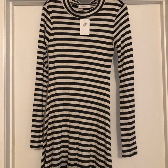 LUSH Nordstrom Gray & Cream Striped Dress - Picture 3 of 3
